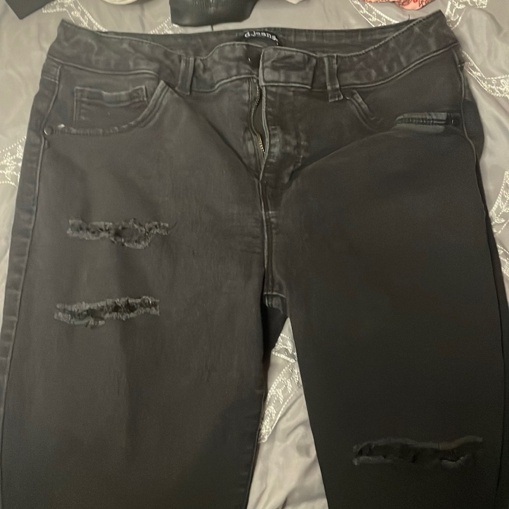 Black roped skinny jeans